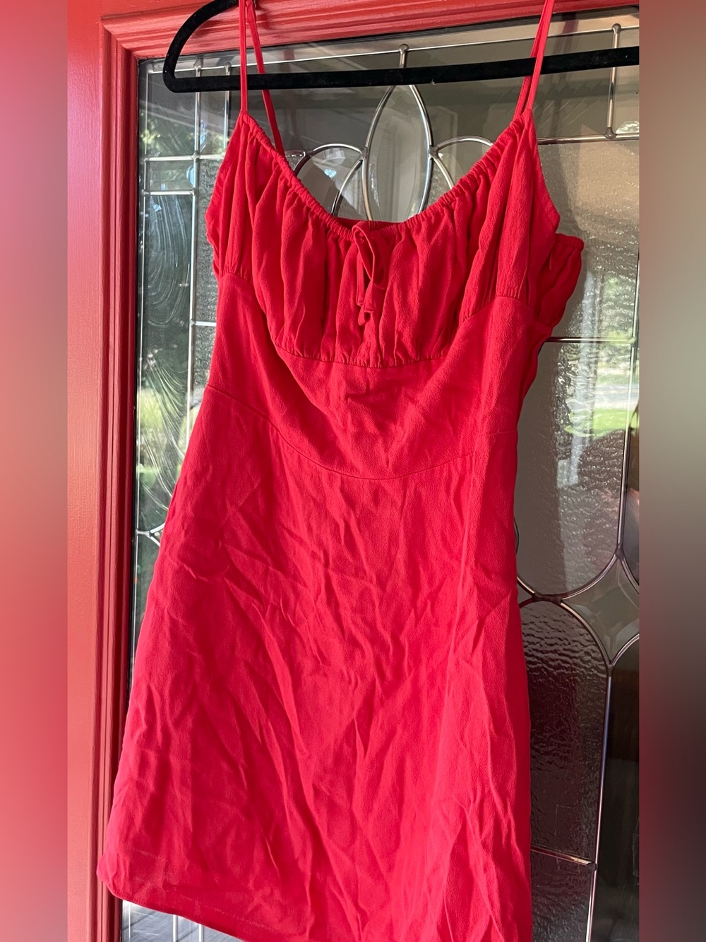 Sunday Best Bright Red Spaghetti-Strap Mini Dress